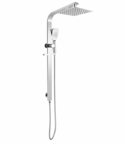 10 inch Square Chrome Wide Rail Shower Station Top Water Inlet with 3 Functions Handheld