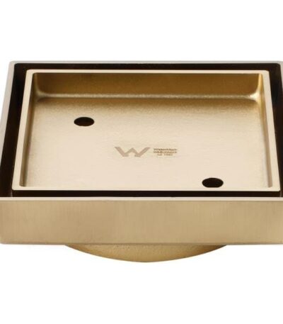 115mm Square Brushed Gold Smart Tile Insert Floor Waste Shower Grate Drain (88mm outlet)