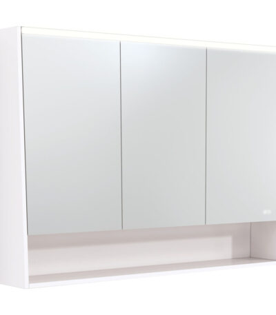 1200 LED Mirror Cabinet with Display Shelf, Gloss White