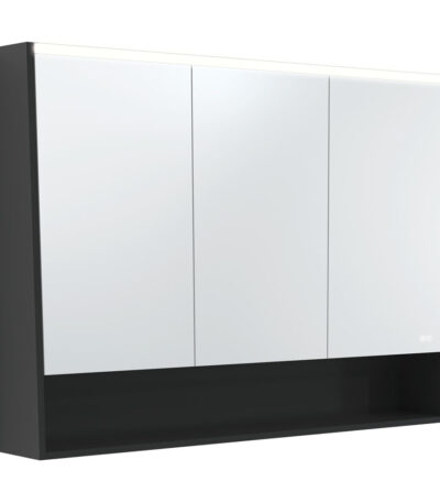1200 LED Mirror Cabinet with Display Shelf, Satin Black