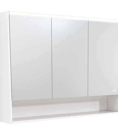 1200 LED Mirror Cabinet with Display Shelf, Satin White
