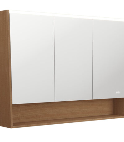 1200 LED Mirror Cabinet with Display Shelf, Walnut