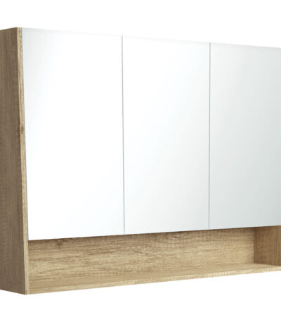 1200 Mirror Cabinet with Display Shelf, Scandi Oak