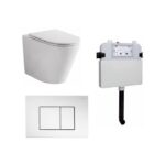 Java Rimless Floor Pan with SQUARE Chrome ABS Flush Button