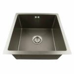 1.2mm Dark Grey Stainless Steel Handmade Single Bowl Top/Undermount Kitchen/Laundry Sink - 440x440x205mm | OX4444R.KS