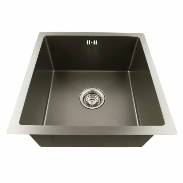 1.2mm Dark Grey Stainless Steel Handmade Single Bowl Top/Undermount Kitchen/Laundry Sink - 440x440x205mm | OX4444R.KS