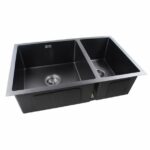 1.2mm Handmade Concrete Grey Round Corners Double Bowls Top / Undermount / Flush Mount Kitchen Sink - 715x450x200mm | OX7145R.KS