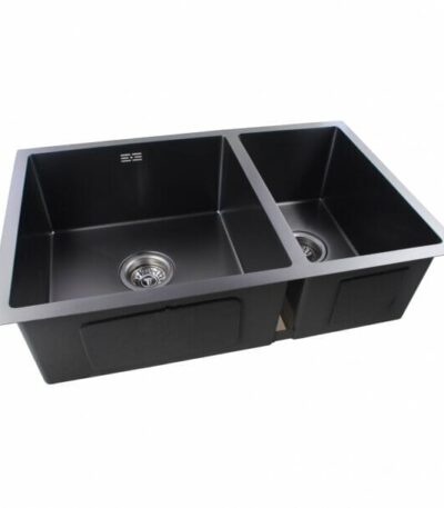 1.2mm Handmade Concrete Grey Round Corners Double Bowls Top / Undermount / Flush Mount Kitchen Sink - 715x450x200mm | OX7145R.KS