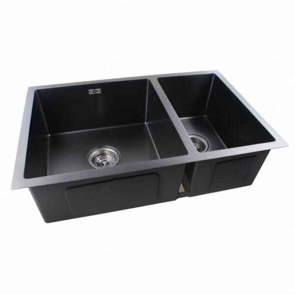 1.2mm Handmade Concrete Grey Round Corners Double Bowls Top / Undermount / Flush Mount Kitchen Sink - 715x450x200mm | OX7145R.KS