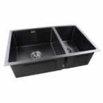 1.2mm Handmade Concrete Grey Round Corners Double Bowls Top / Undermount / Flush Mount Kitchen Sink - 715x450x200mm | OX7145R.KS