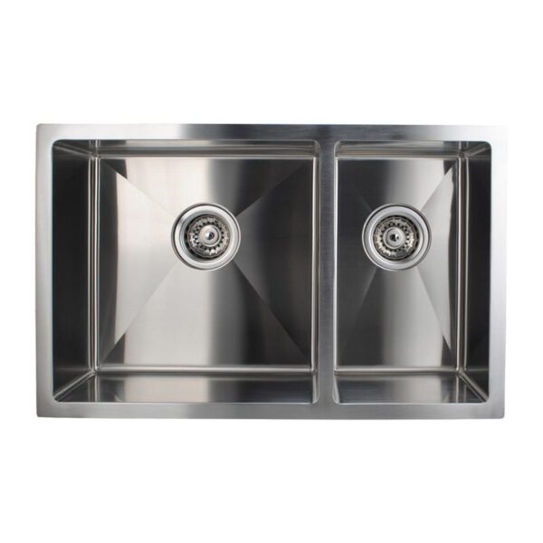 1.2mm Handmade Round Corners Double Bowls Top / Undermount / Flush Mount Kitchen Sink - 715x450x200mm | CH7145R.KS