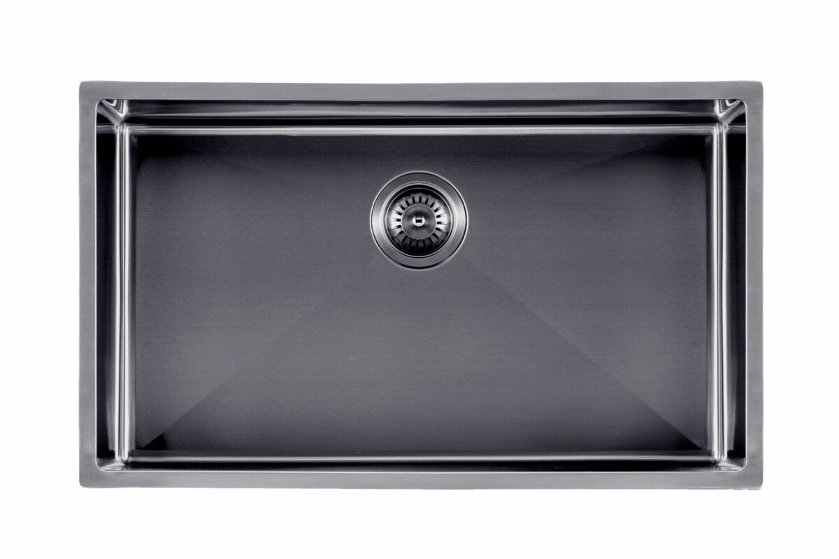 1.2mm Handmade Single Bowl Top/Undermount Kitchen/Laundry Sink - Gun Metal Grey - 762x457x254mm | TWM3B