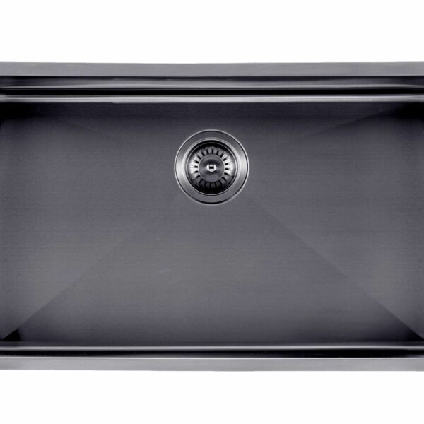 1.2mm Handmade Single Bowl Top/Undermount Kitchen/Laundry Sink - Gun Metal Grey - 762x457x254mm | TWM3B