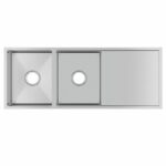 1.2mm Handmade Top/Undermount Double Bowls Kitchen Sink - 1160x460x230mm | TWM9