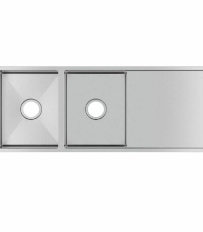 1.2mm Handmade Top/Undermount Double Bowls Kitchen Sink - 1160x460x230mm | TWM9