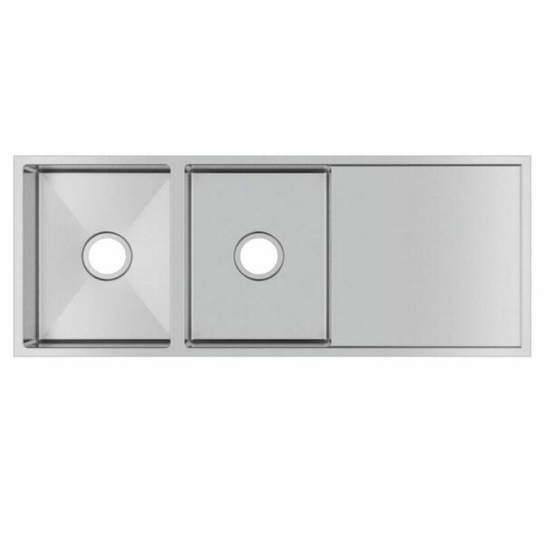 1.2mm Handmade Top/Undermount Double Bowls Kitchen Sink - 1160x460x230mm | TWM9