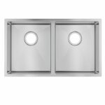 1.2mm Handmade Top/Undermount Double Bowls Kitchen Sink - 770x450x215mm | TWM6