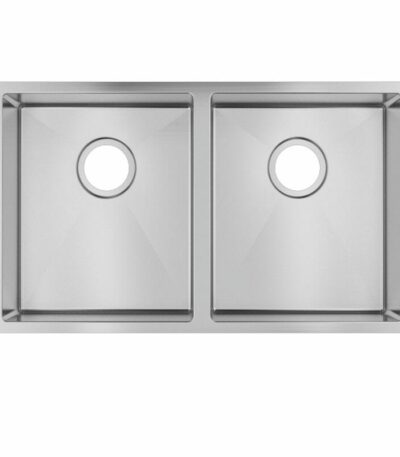 1.2mm Handmade Top/Undermount Double Bowls Kitchen Sink - 770x450x215mm | TWM6