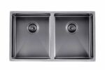 1.2mm Handmade Top/Undermount Double Bowls Kitchen Sink - Gun Metal Grey - 820x457x230mm | TWM7B