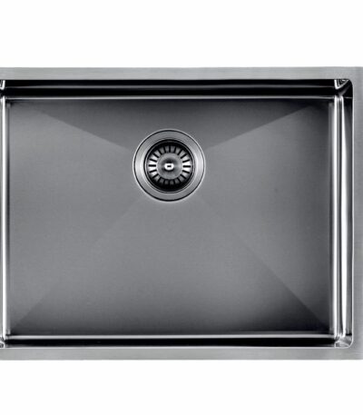 1.2mm Handmade Top/Undermount Single Bowl Kitchen/Laundry Sink - Gun Metal Grey - 600x450x300mm | TWM10DB