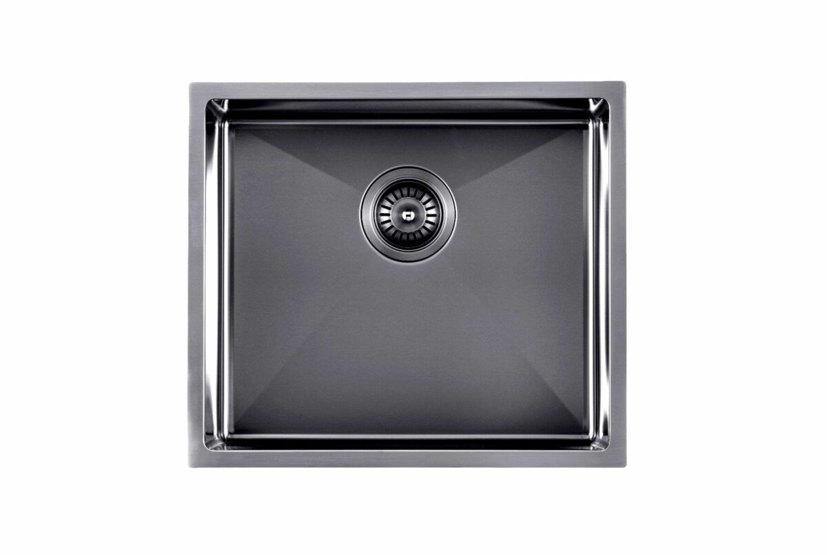 1.2mm Handmade Top/Undermount Single Bowl Kitchen/Laundry Sink - Gun Metal Grey - 490x440x230mm | TWM1B