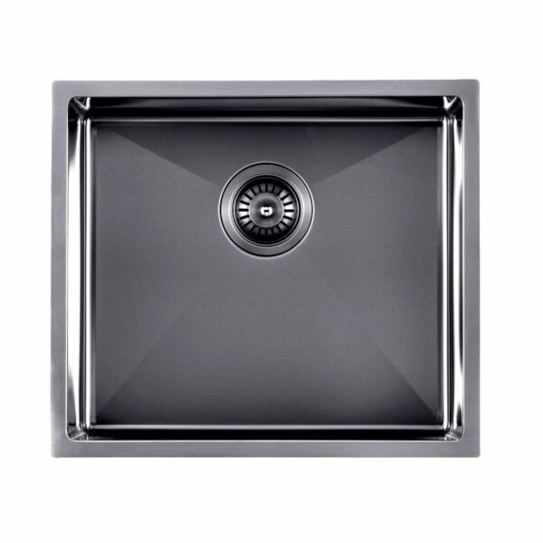 1.2mm Handmade Top/Undermount Single Bowl Kitchen/Laundry Sink - Gun Metal Grey - 490x440x230mm | TWM1B