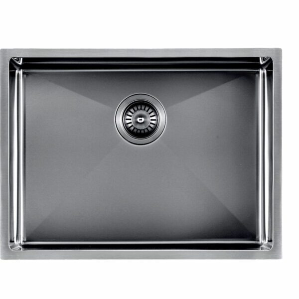 1.2mm Handmade Top/Undermount Single Bowl Kitchen Sink 304 Stainless Steel - Gun Metal Grey - 600x450x230mm | TWM10B