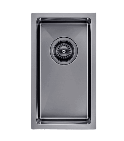 1.2mm Handmade Top/Undermount Single Bowl Kitchen Sink - Gun Metal Grey - 250x450x215mm | TWM11B