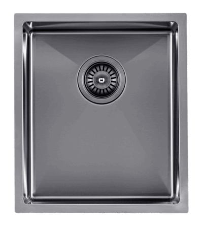 1.2mm Handmade Top/Undermount Single Bowl Kitchen Sink - Gun Metal Grey - 390x450x215mm | TWM12B