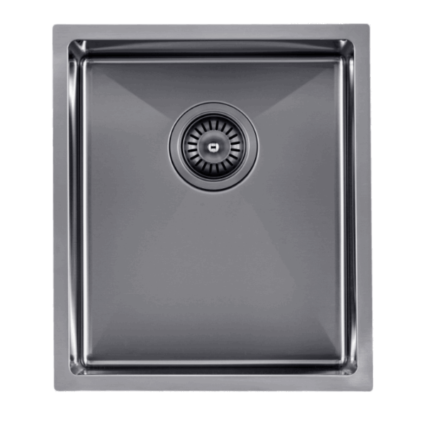 1.2mm Handmade Top/Undermount Single Bowl Kitchen Sink - Gun Metal Grey - 390x450x215mm | TWM12B
