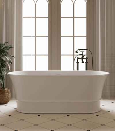 1500mm Harrington Solid Surface Stone Free Standing Bath Matt White | CHBT1500MW