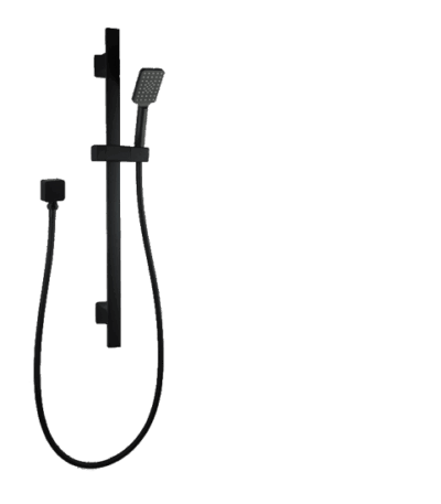 3 Functions Square Black Hand held Shower Set With Rail