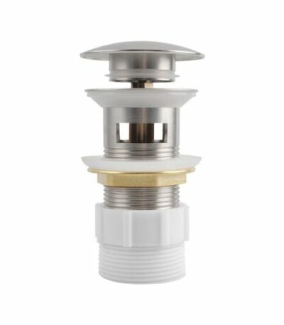 32/40mm Solid Brass Basin Mushroom Pop Up Waste - Brushed Nickel - Overflow | PUO-BN1M (BU004.PUW)