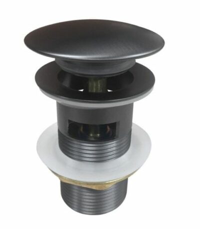 32/40mm Solid Brass Basin Mushroom Pop Up Waste - Gun Metal Grey - Overflow | PUO-GM1M (GM004.PUW)