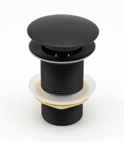 32/40mm Solid Brass Basin Mushroom Pop Up Waste - Matt Black - NO Overflow | PU-BK1M (OX003.PUW)