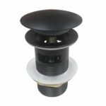 32/40mm Solid Brass Basin Mushroom Pop Up Waste - Matt Black - Overflow | PUO-BK1M (OX004.PUW)