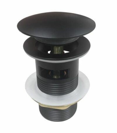 32/40mm Solid Brass Basin Mushroom Pop Up Waste - Matt Black - Overflow | PUO-BK1M (OX004.PUW)