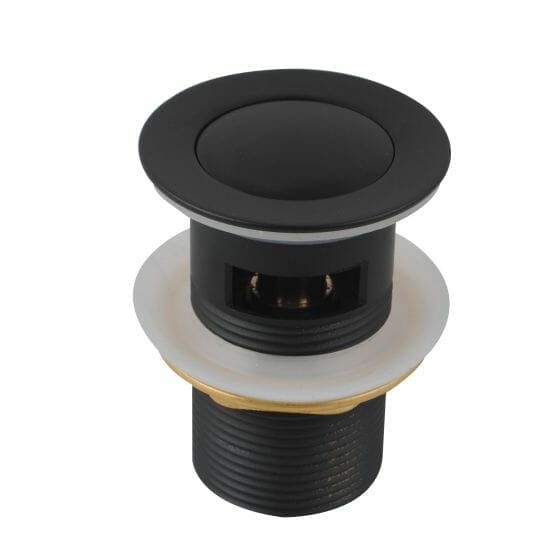 32/40mm Solid Brass Basin Pop Up Waste - Matt Black - Overflow | PUO-BK1 (OX001.PUW)
