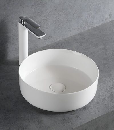 360mm Gloss White Round Above Counter Basin | 360x360x120mm | LXB3636-GW