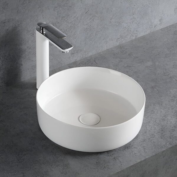 360mm Gloss White Round Above Counter Basin | 360x360x120mm | LXB3636-GW