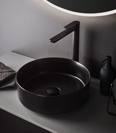 360mm Matt Black Round Above Counter Basin | 360x360x120mm | LXB3636-MB