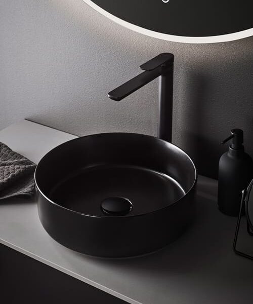 360mm Matt Black Round Above Counter Basin | 360x360x120mm | LXB3636-MB