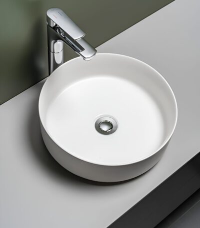 360mm Matt White White Round Above Counter Basin | 360x360x120mm | LXB3636-MW