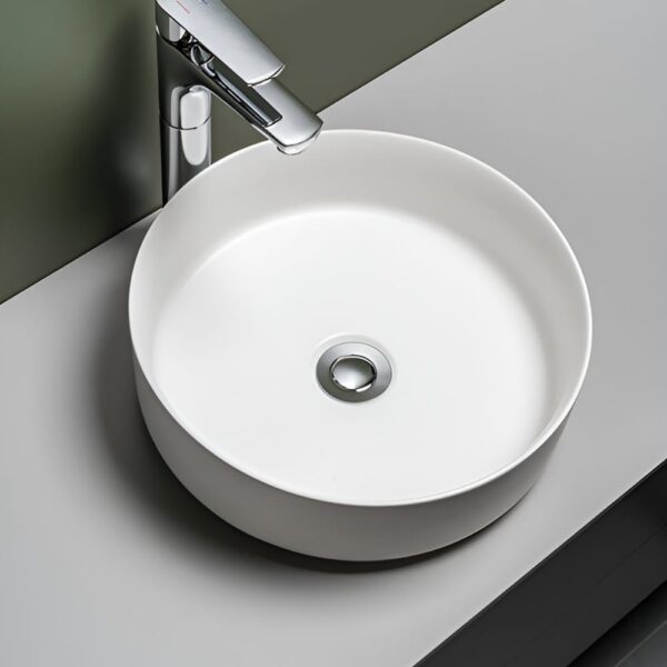 360mm Matt White White Round Above Counter Basin | 360x360x120mm | LXB3636-MW
