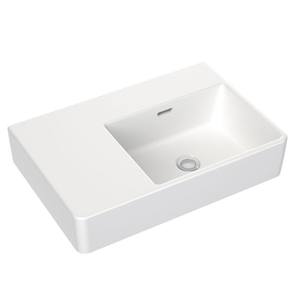 Clark Square Wall Basin Left Hand Shelf 600mm No Tapholes - Image 1