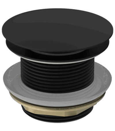 40mm Matt Black Solid Brass Mushroom Bathtub Pop Up Waste - NO Overflow | BPU-BK1M