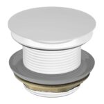 40mm Matt White Solid Brass Mushroom Bathtub Pop Up Waste - NO Overflow | DPB40NF-MW