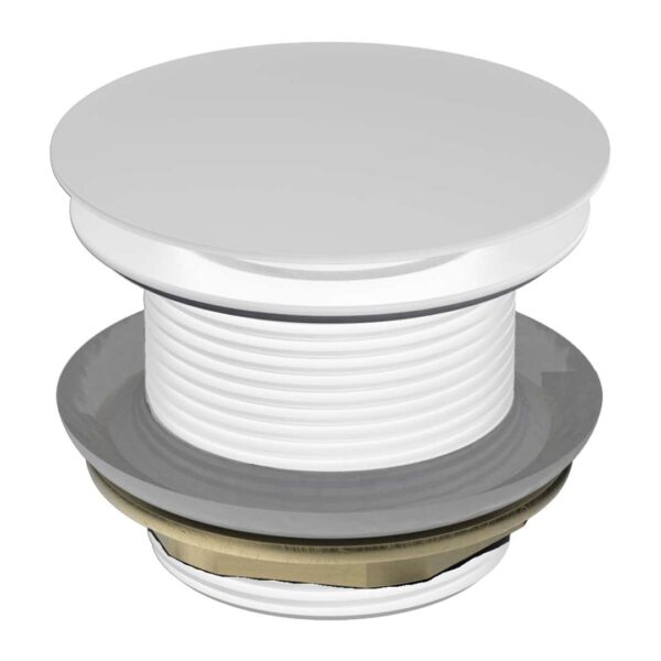 40mm Matt White Solid Brass Mushroom Bathtub Pop Up Waste - NO Overflow | DPB40NF-MW