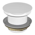 40mm Matt White Solid Brass Mushroom Bathtub Pop Up Waste - NO Overflow | DPB40NF-MW