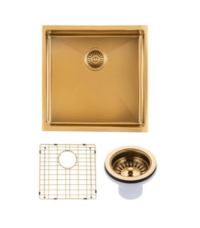 440x440x205mm Brushed Brass Stainless Steel PVD Single Bowl Kitchen Sink | BUYG4444-P.KS
